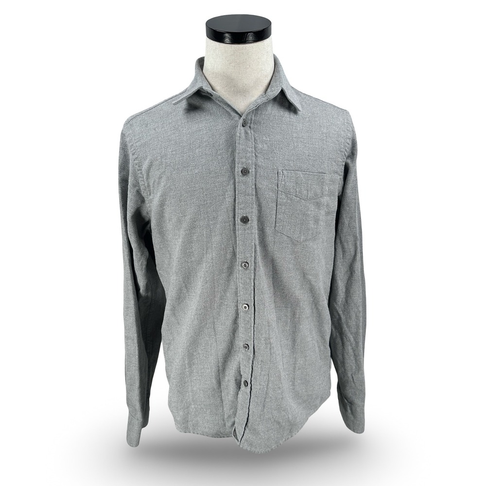 UNTUCKit Mens Medium Tall Slim Gray Cotton Flannel Long Sleeve Button Down Shirt